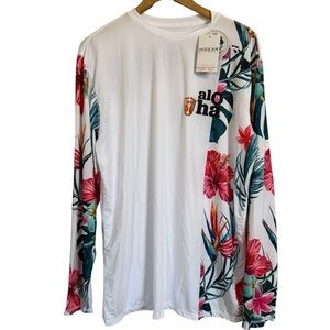 NWT Ingear Swim Women's Rash Guard Long Sleeve Shirt Floral Hawaii Size XL